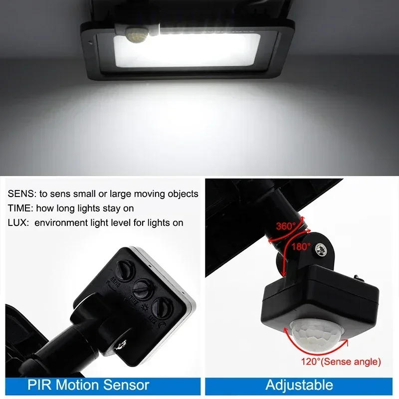 Description Picture 6 of itemLED FloodLight PIR Motion Sensor Outdoor Led Spotlight 10W 20W 30W 50W 100W IP66 Waterproof Outdoor Garden Lighting Street Light