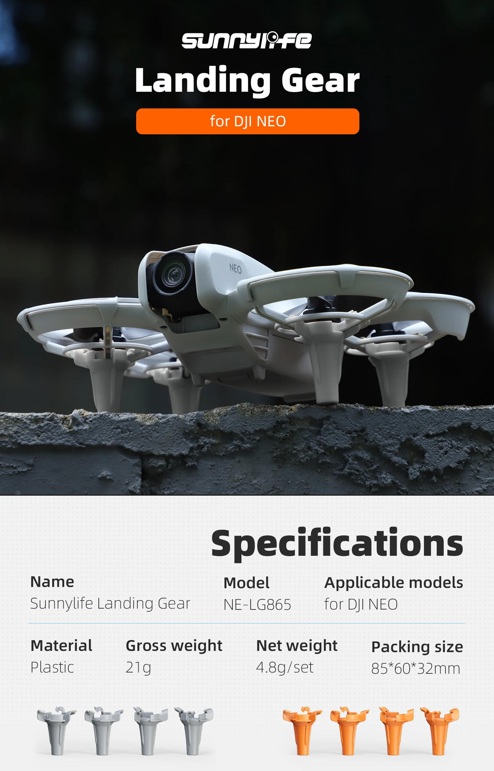 Description Picture 2 of itemLanding Gear For DJI Neo Height Extended Leg Protector Quick Release Feet Extensions Bracket For DJI Neo Drone Accessories