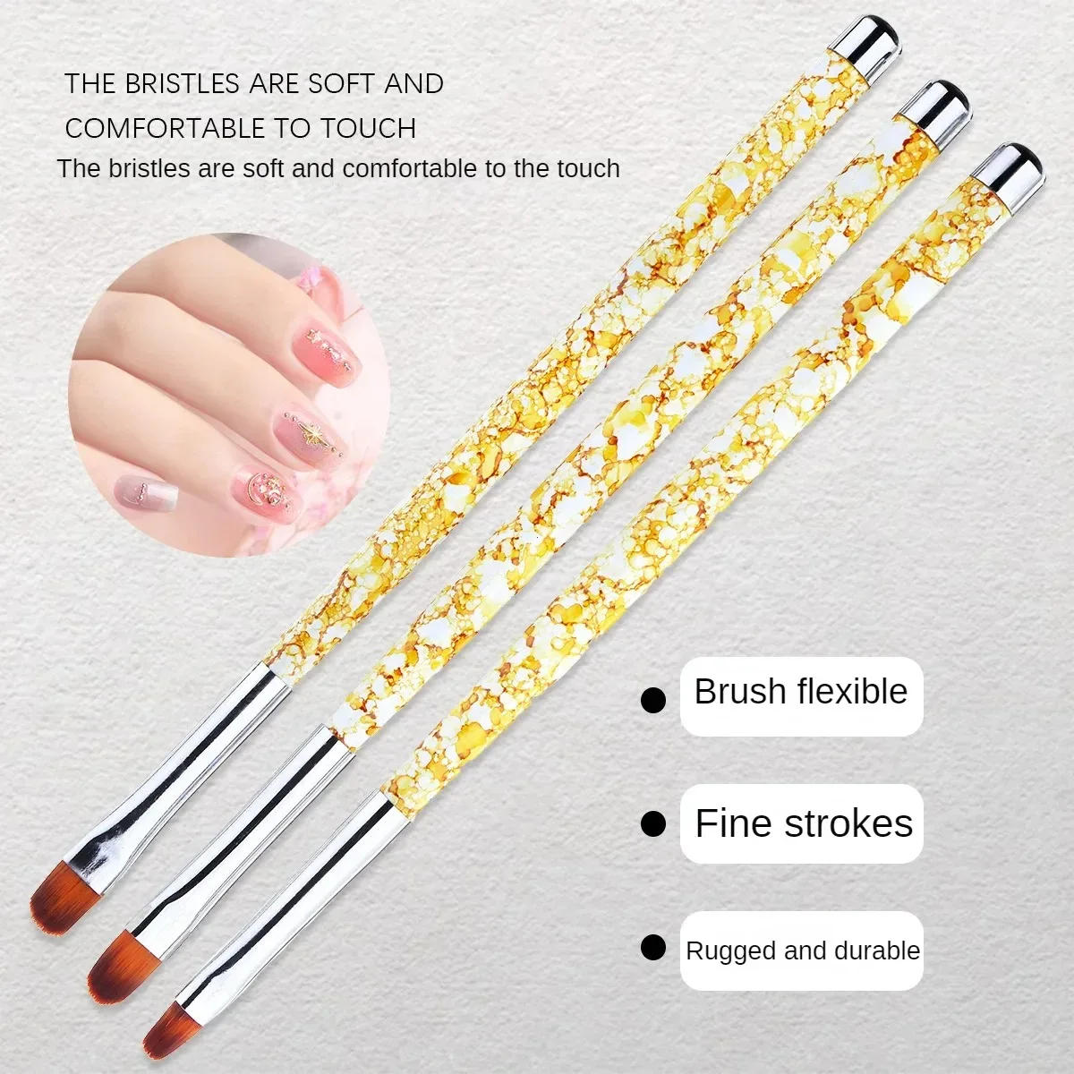 Description Picture 3 of item3pcs/set Nail Painting Pen Set Nail Art UV Gel Extension Builder Petal Flower Drawing Brush Manicure Tools
