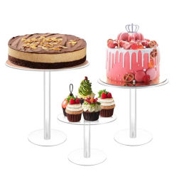 Transparent Round Acrylic Cake Stand Cupcake French Dessert Stand Dessert Display Plate Dining Table Wedding Birthday Party