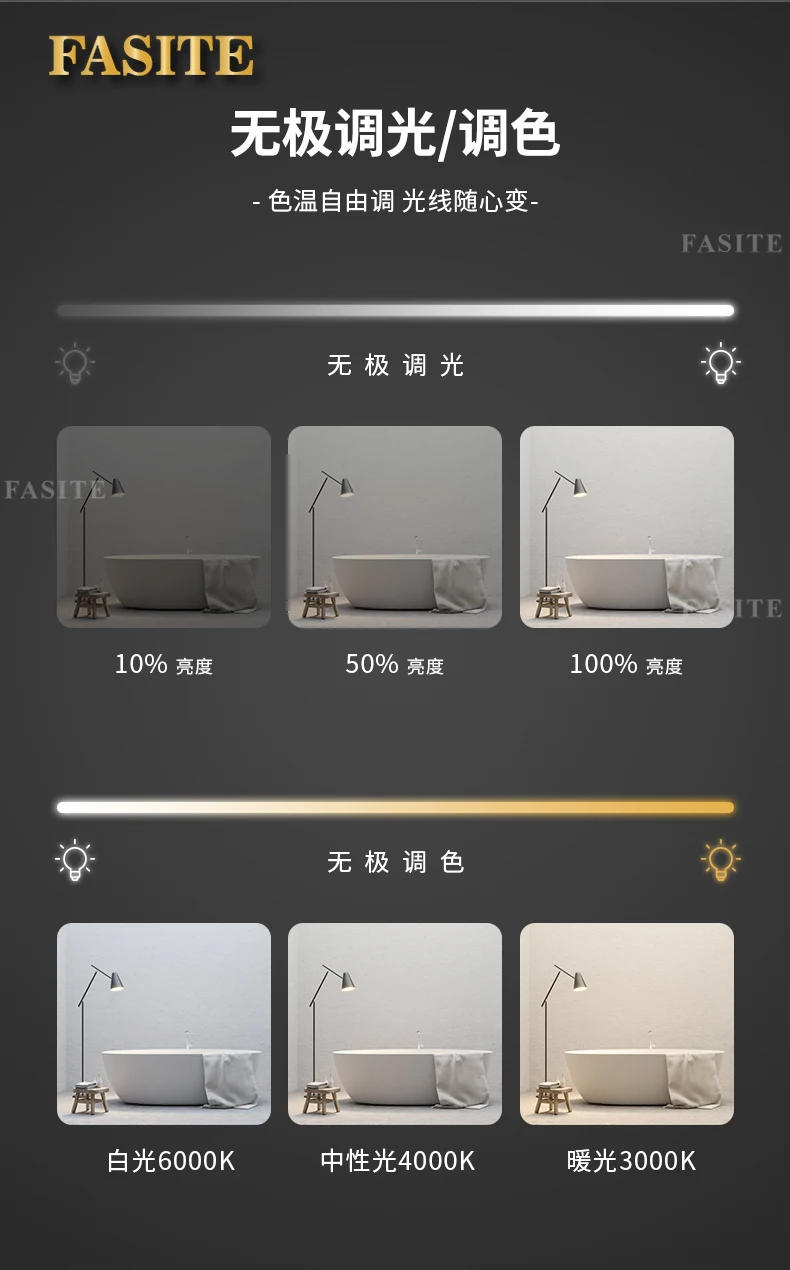 Description Picture 4 of itemLed Bathroom Shower Mirror Wall Mounted Anti Fog Smart Mirror Large Dressing Table Espejo Pared Mirrors With Lights EB5BM