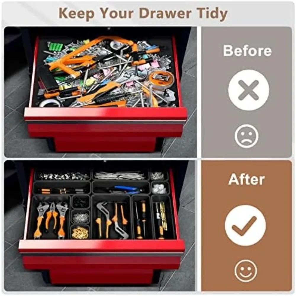 Description Picture 3 of item32PCS Desk Drawer Organizers 3 Size Plastic Interlocking Shallow Tool Organizer Tray Dividers Separators Storage Bins Container
