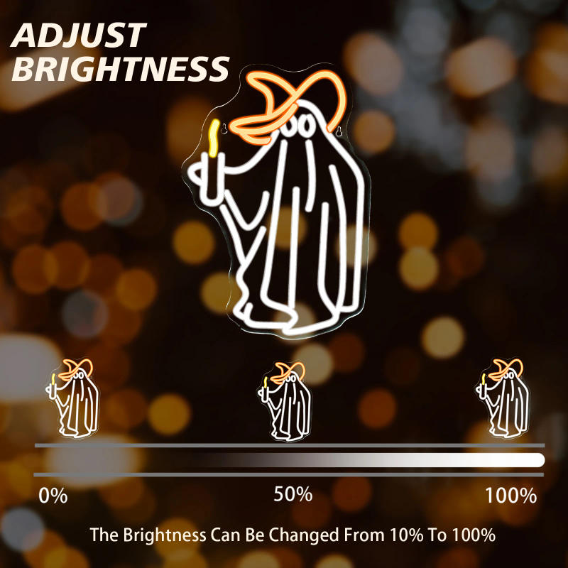 Description Picture 5 of itemGhost Flower Neon Sign Led Lights Halloween Party Room Decoration Home Bar Bedroom Wall Decor Signs Dimmable USB Powered Lamp