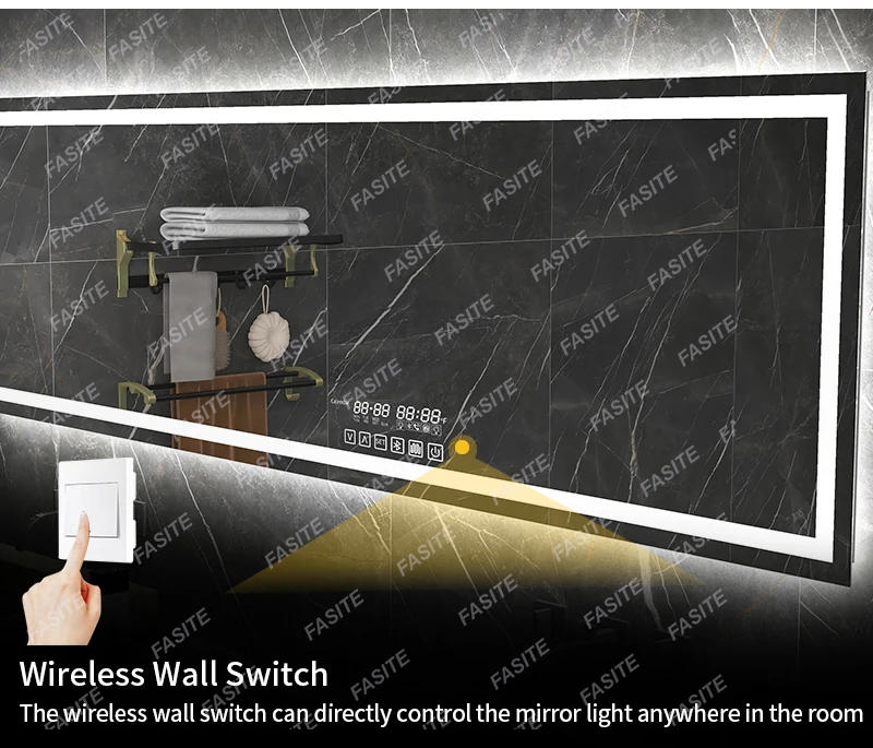 Description Picture 4 of itemFogless Smart Bathroom Mirror With Bluetooth Speaker Aesthetic Shower Nordic Touch Control Led Lighting Makeup Home Decor WWHYH