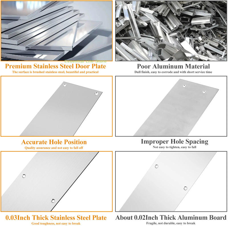 Description Picture 4 of item2 pcs Push Door Plate 15x3.5" Stainless Steel Door Push Plate Door Kick Plate,Brushed Doorplate Door Proection Metal Plate