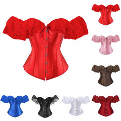 Overbust Corset Tops For Women With Sleeves Vintage Victorian Retro Burlesque Lace Corset And Bustiers Vest Fashion Corsets