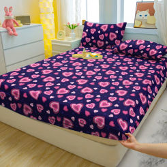 1 Simple Modern Heart-Shaped Printed Matte Fitted Sheet, Bedroom Printed Bed Cover, Bedding (Excluding Pillowcases)