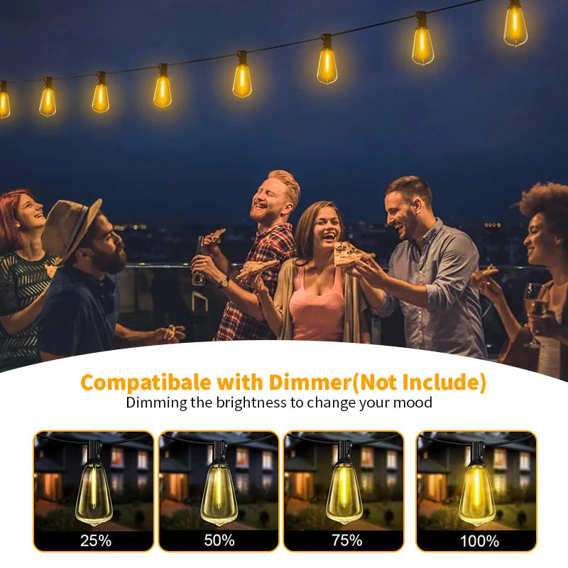 Description Picture 5 of itemST38 LED String Lights 50 LED Outdoor Terrace Lamp Waterproof 110V Garden Wedding Party Lamps Backyard Decor Hanging Light