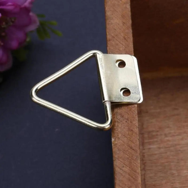 Description Picture 2 of item1/2/3PCS Golden Triangle D-Ring Photo Picture Frame Hanger Hang Oil Painting Mirror Art Work Hooks Double 2 Holes with screws