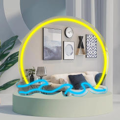 Sunset Mirror Neon Sign Mirror, for Wall art Beauty wall-mounted LED mirror lamp, for girls roomBeauty shop, adjustable, hanging