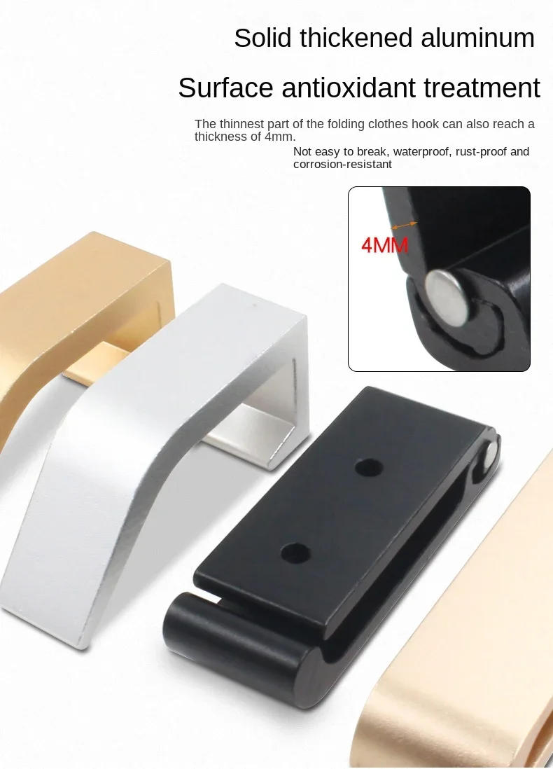 Description Picture 4 of itemAluminum Alloy Folding Solid Multifunctional Clothes Hook Door Wardrobe Coat Robe Hook Single