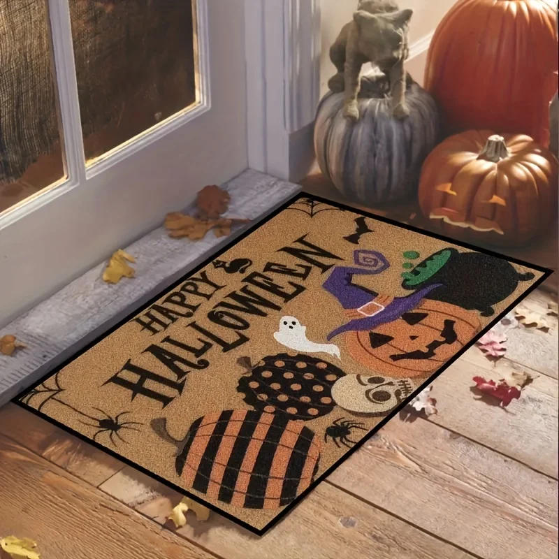 Description Picture 2 of itemSkull Happy Halloween Bathroom Mat Door Pumpkin Entrance Carpet for Kitchen Floor Living Room Rug Entrance Doormat Home Decor