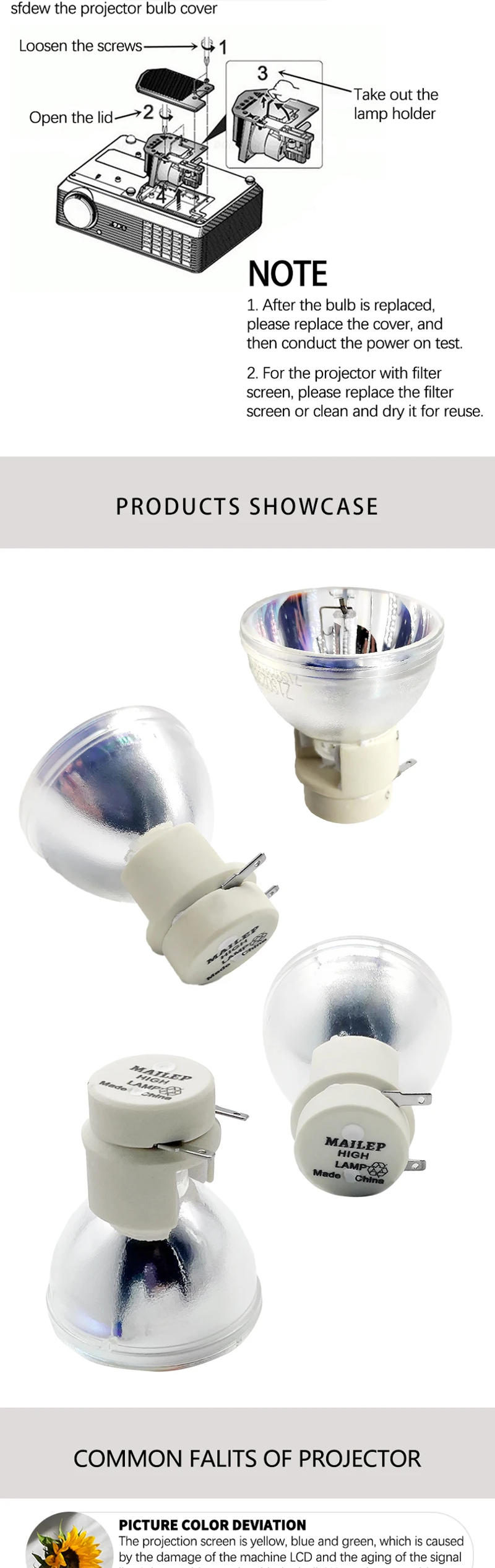 Description Picture 4 of itemReplace projector bulb ELPLP74 for EB-1930/EB-1935/EB-1940W/EB-1945/EB-1950/EB-1955/EB-1960/H473A