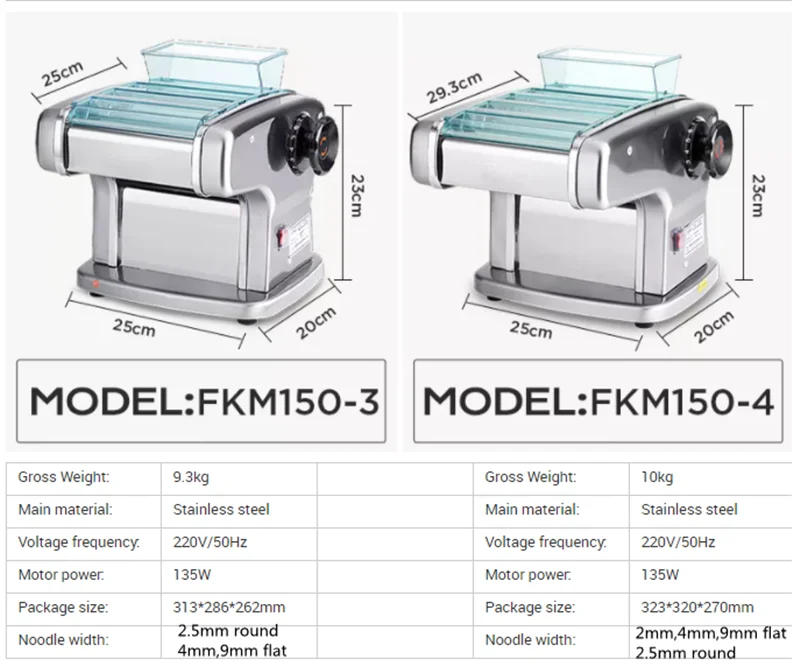 Description Picture 5 of item2 Blades Electric Pasta Spaghetti Making Machine Stainless Steel Mini Noodle Maker Dumplings Dough Pressing Machine