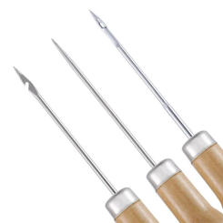 3Kinds/Set Wooden Leather Sewing Awl Tool for Handmade Stitch Leather Shoe Repair Sewing Needle DIY Craft Punching Accessories