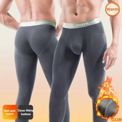 Mens Long Johns Thin Leggings Youth Line Thermal Pants Slim-fitting Cropped Pants Autumn and Winter Underwear Men