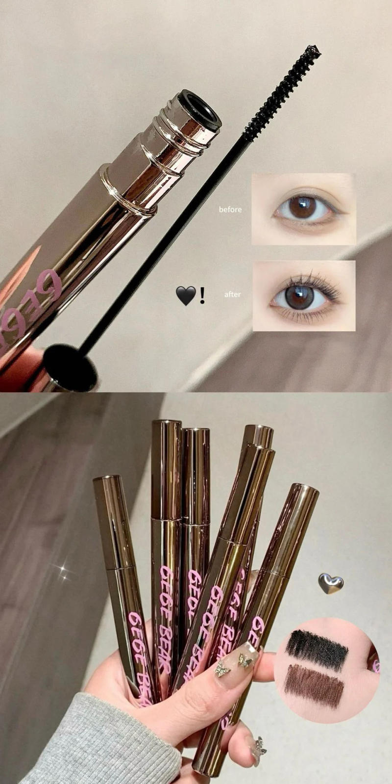Description Picture 6 of itemSilk Fiber Matte Mascara Makeup Ultra-Fine Brush Lengthens Eyelashes Waterproof Fast Dry Brown Black Curling Mascara Comestic