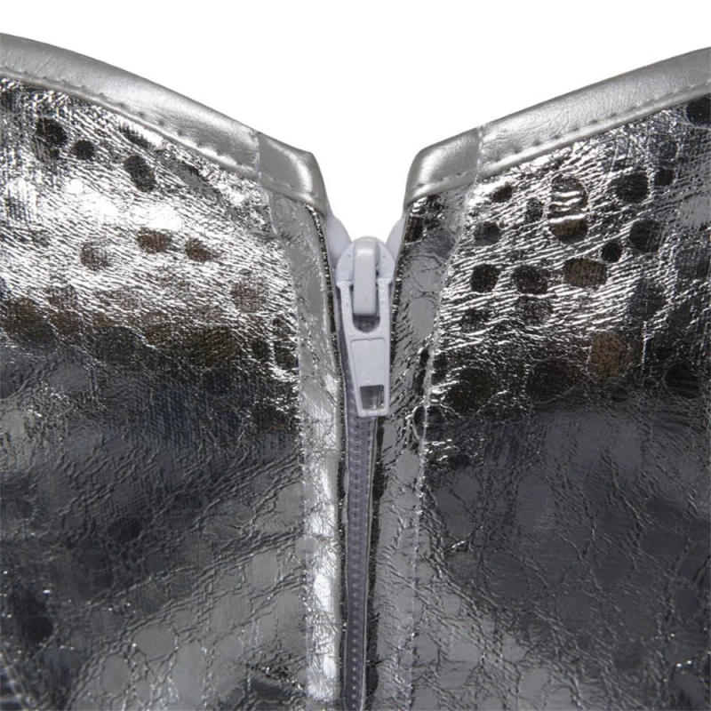 Description Picture 6 of itemWomen Silver PU Leather Zipper Overbust Corset Top Gothic Punk Clubwear Sexy Body Shaper Bustier S-6XL