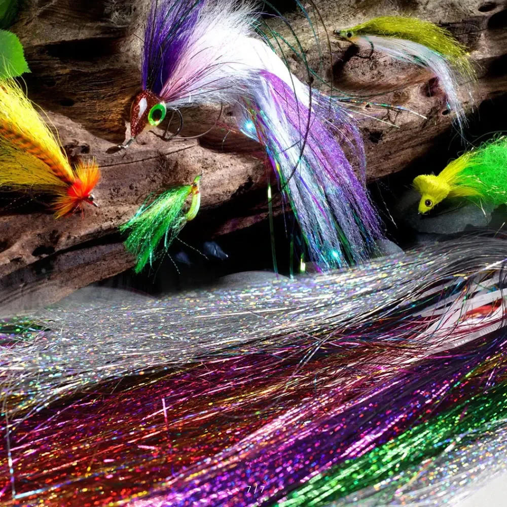 Description Picture 3 of itemSoft Holographic Flat Flash Tinsel Fly Tying Material Pike Trout Streamers Jig Fishing Hook Lure 30-35cm Fishing Accessories