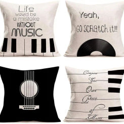 Inspirational quotes: pillowcase decoration for music lovers, linen pillowcase, sofa chair cushion cover cushion cover 45x45