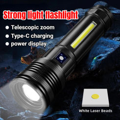FLSTAR FIRE Powerful Spotlight LED Flashlight with COB Side Light Type-C Charging Lantern Tactical Torch for Fishing Camping