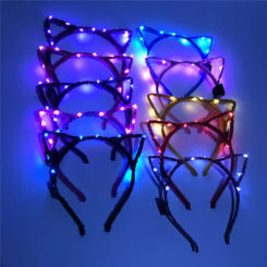 Women Girl LED Flashing Cat Fox Ears Hair Hoop Glowing String Lights Headband Party Wedding Birthday Cosplay Halloween Christmas