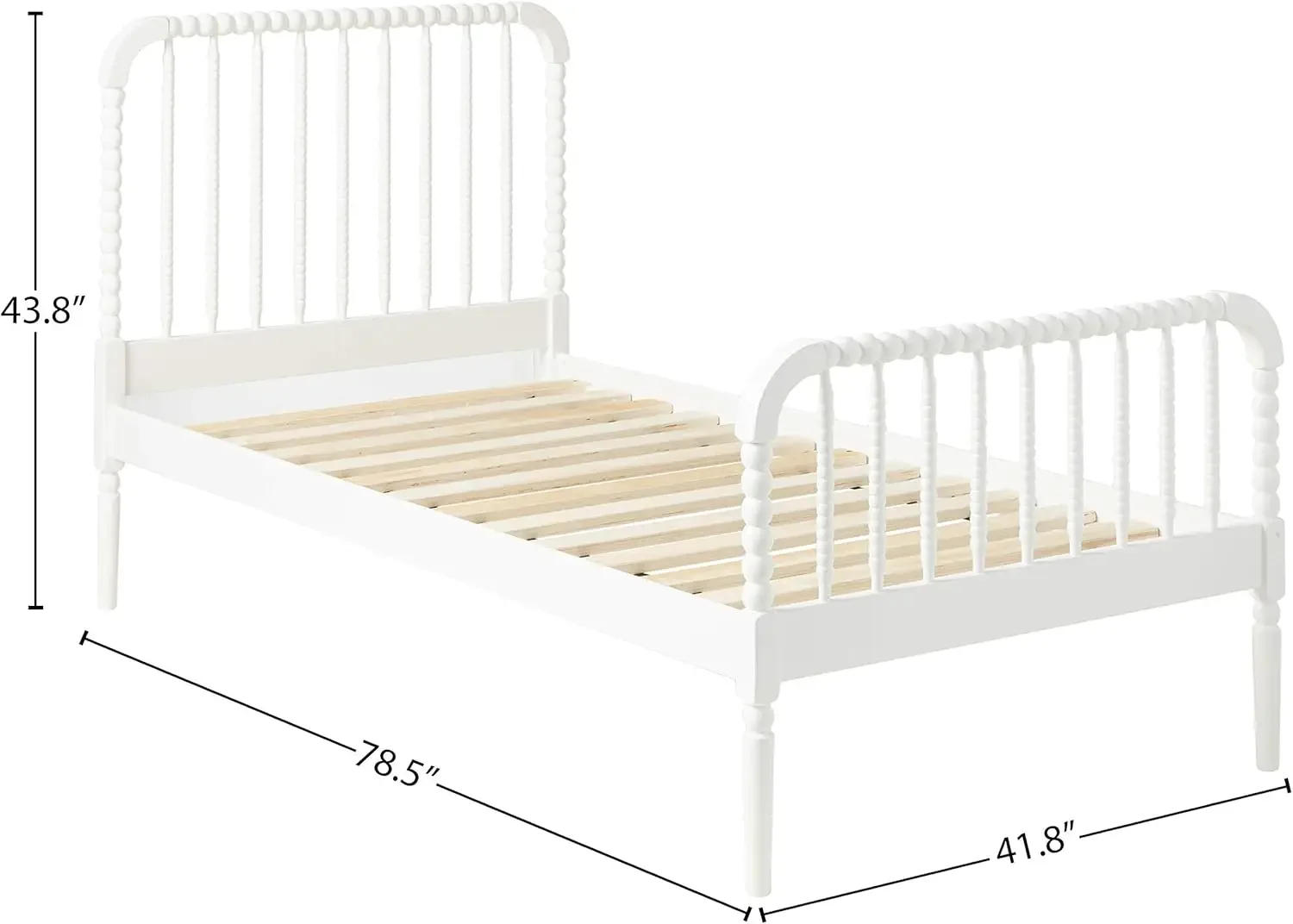 Description Picture 6 of itemJones Country Farmhouse Wood Jenny Lind Bobbin  Open Frame Fully Slatted Platform Bed Frame