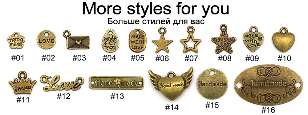 Description Picture 2 of itemGold Letters Metal Tags Handmade Labels Square Flower Oval Labels Decorative Hats Bags Sewing Labels Garment Accessories 50Pcs