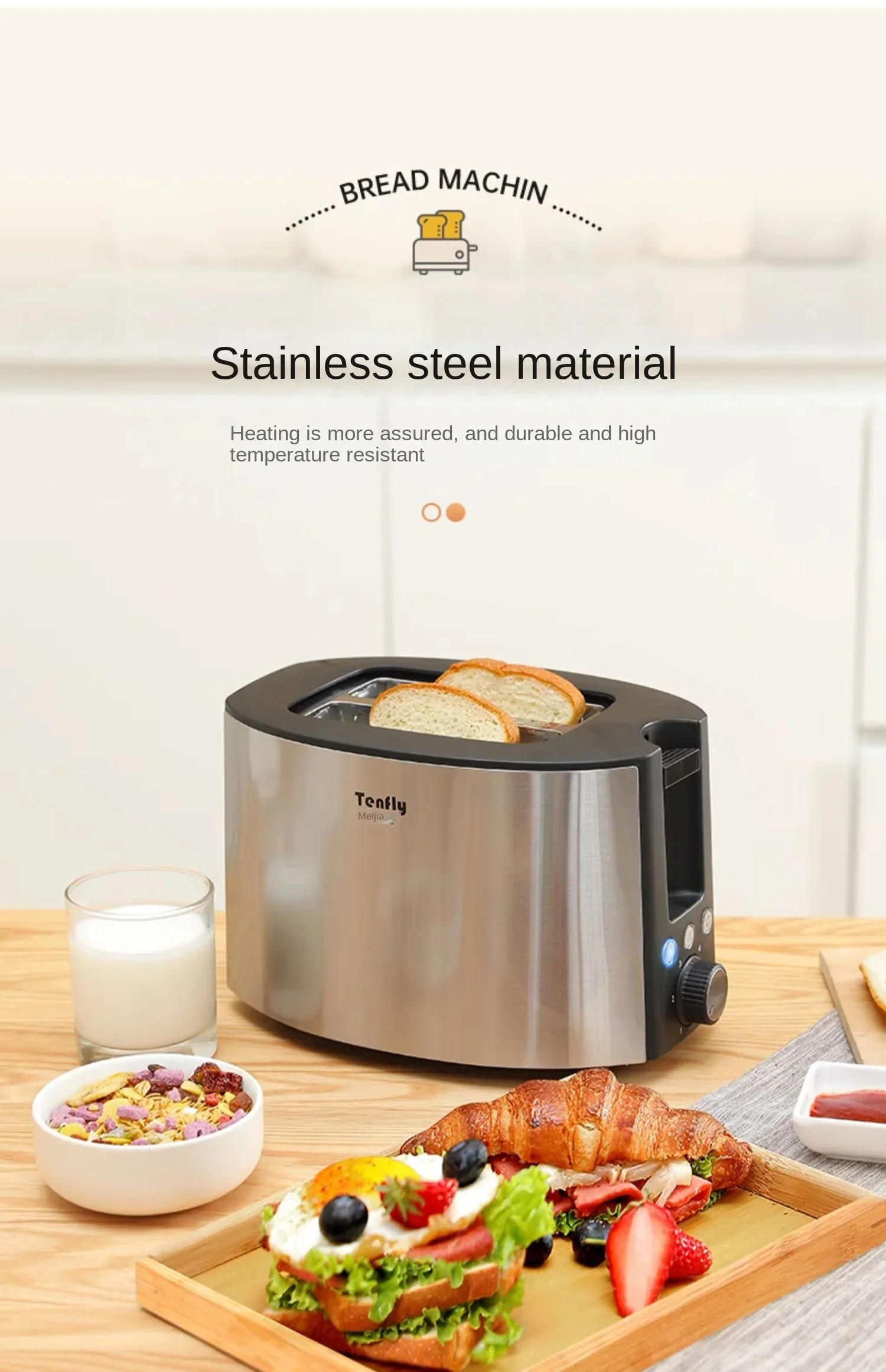 Description Picture 4 of item220V Tenfly Stainless Steel Toaster - The Ultimate Breakfast Maker for the Entire Family Get Your Mornings Started