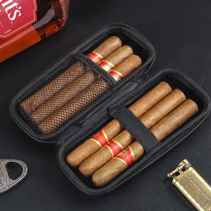 Description Picture 5 of item1pc Portable Cigar Travel Case EVA Light weight Cigar Holder Bag Zipper Carrying Case for Cigar Accessories Cool Gadget