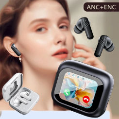Wireless Headphones w/Full Color Touch Screen HiFi Stereo In-Ear Earbuds Earphones ANC Bluetooth 5.4 Noise Cancellation Headset