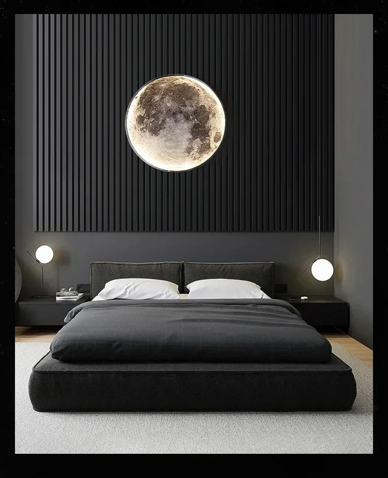 Description Picture 4 of itemModern Moon Led Wall Lamp Creative Mural Living Room Background Wall Bedside Wall Light Decoration Lamp Minimalist Art