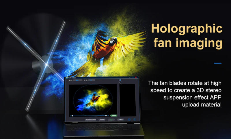 Description Picture 3 of itemP56 3D Hologram Advertising Projector Wifi Led Sign Holographic Lamp Player Remote Display 3D Fan Hologram Logo Light Display