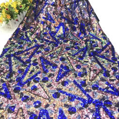 New Arrival French Popular  Embrordered Net Lace With Sequins French High Quality Mesh Fabric Party Evening Dress women