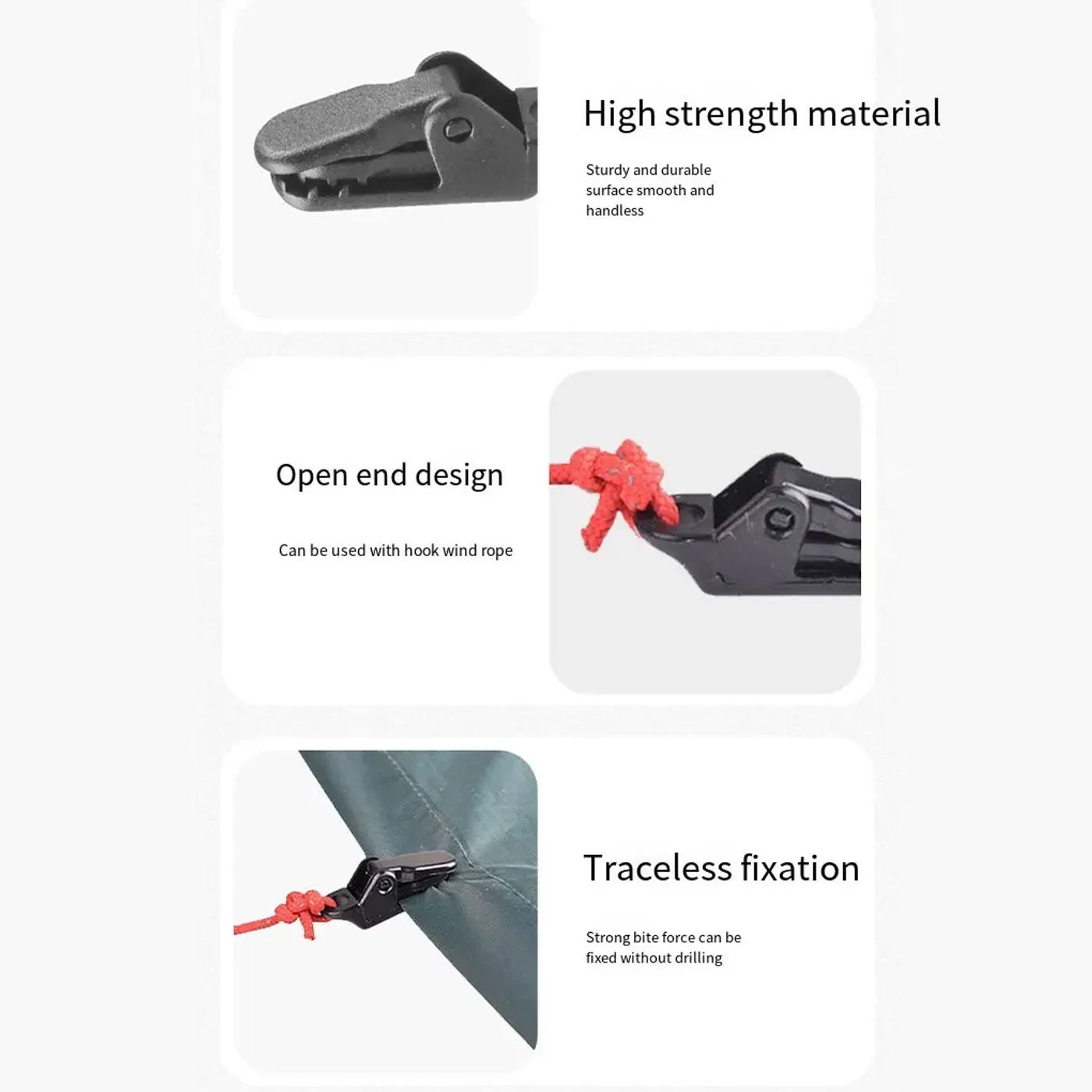 Description Picture 2 of item10 Pcs Windproof Clamp Set Survival Grommet Tent Clips Buckle Awning Tarp Fixed Outdoor Camping Tent Accessories Plastic Hook