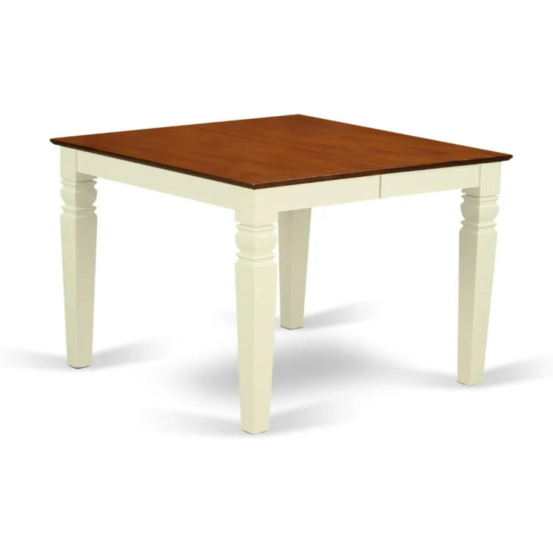 Description Picture 5 of item5 Piece Room Set a Rectangle Wooden Table with Butterfly Leaf and 4 Kitchen Dining Chairs, 42x60 Inch, Buttermilk & Cherry