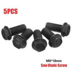 5pcs Metal Screw Saw Blade Bolt M8X18mm Left Hand Thread Hex Flange For Cutting Machine Tool Black Saw Blade Screw Replacement