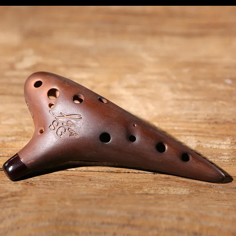 Description Picture 4 of itemCeramic Ocarina 12 Holes Purple Sand Smoked Ocarinas Xun Music Flute Professional Orff Instruments for Beginners Playing Gifts