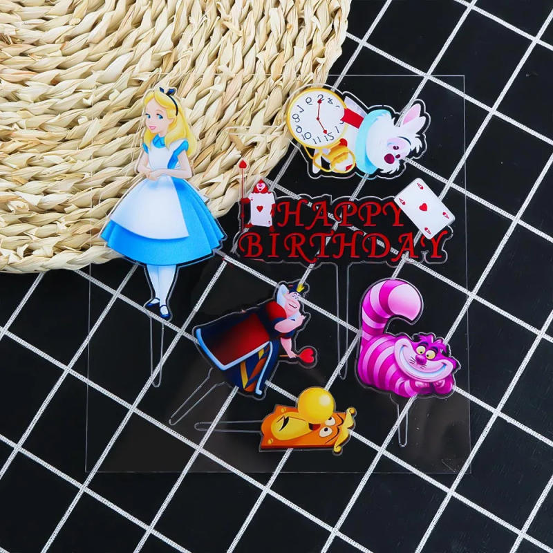 Description Picture 3 of itemAlice in Wonderland Acrylic Cake Topper Birthday Party Decor Baby Shower DIY Baking Cupcake Decoration Girl Wedding Home Gift