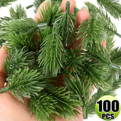 6-12cm Artificial Pine Needles Christmas Ornament Fake Plants Branches Green Pine Leaves DIY Xmas Tree Wreath Decoration Gift