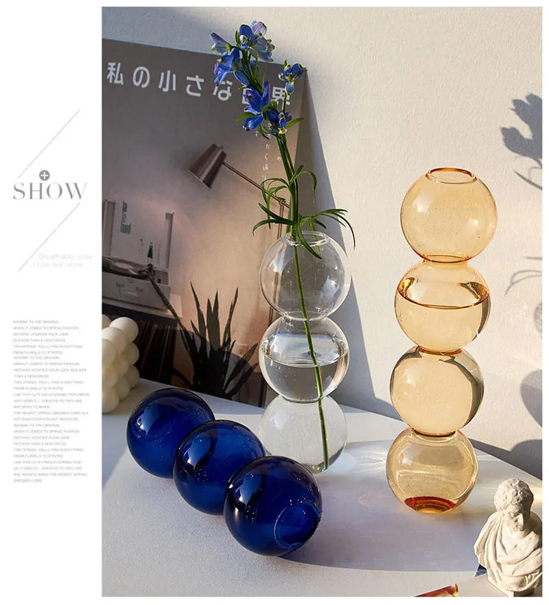 Description Picture 3 of itemCreative Bubble Glass Vase Home Decor Flower Vase  Modern Table Decoration Living Room Nordic Vase Room Decor Terrarium Gift