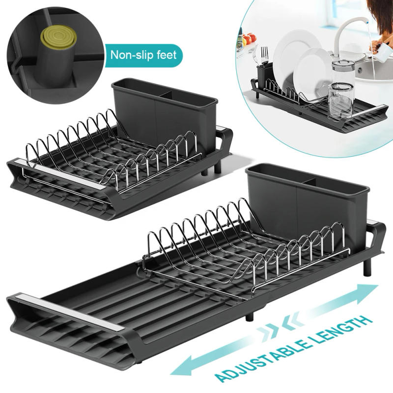 Description Picture 2 of item1PCS Dish Drying Rack Kitchen Utensils Drainer Rack With Drain Basket Countertop Dinnerware Organizer Kitchen Storage Rack