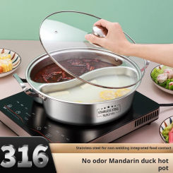 316 Stainless Steel 32cm Divided Hot Pots Fondue Chinese Soup Hotpots Induction Cooker Cooking Pot Twin Divided