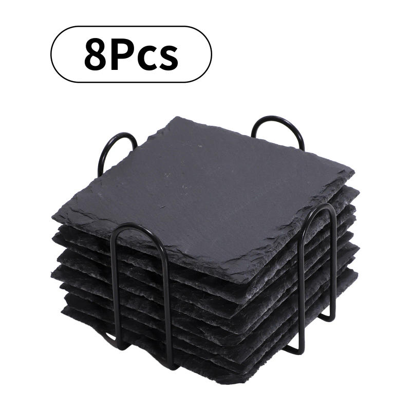 Description Picture 2 of itemSlate Drink Coaster with Anti-Scratch Bottom Rustic Black Stone Coasters Bulk for Kitchen Drink Coffee Bar Home Engraving