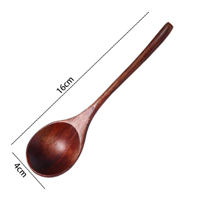 Description Picture 3 of itemHigh Quality Japanese Style Dessert Kitchen Wood Handle Coffee Utensils Wooden Spoon Soup Spoon Tableware