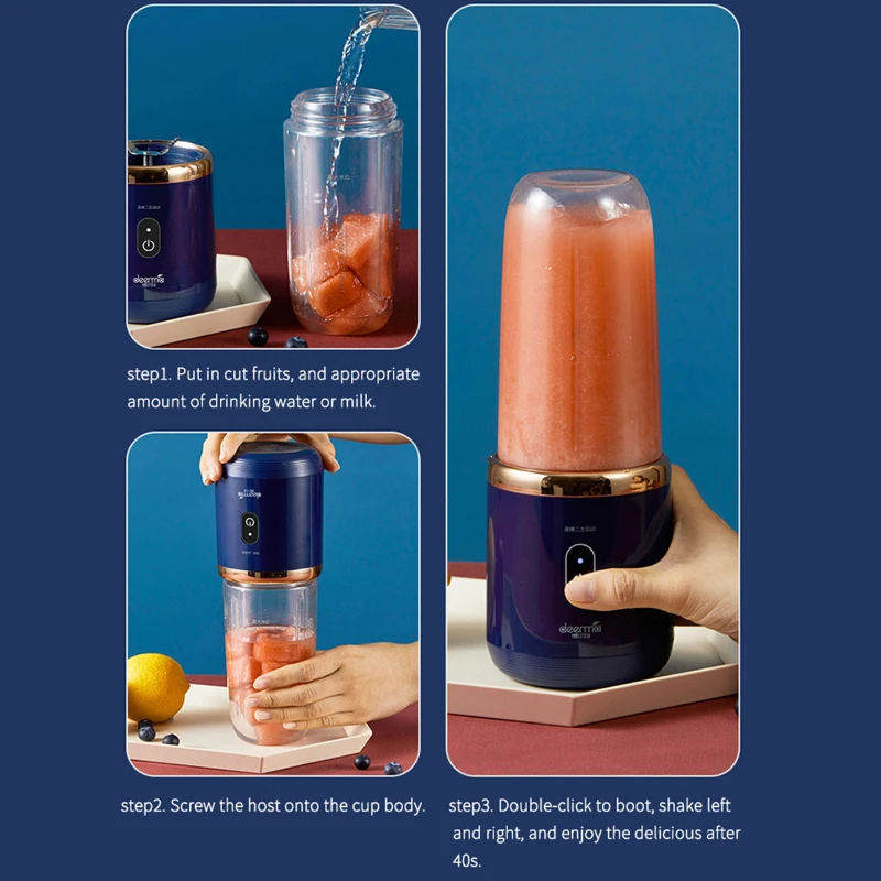 Description Picture 6 of itemPortable Juicer Blender 300ml Electric Fruit Juicer USB Charging Lemon Orange Fruit Juicing Cup Smoothie Blender Machine