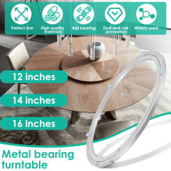 Aluminum Alloy Turntable Bearing 12/14/16 Inch Heavy Duty Rotating Bearing Smooth Swivel Plate for Round Dining Table Workbench