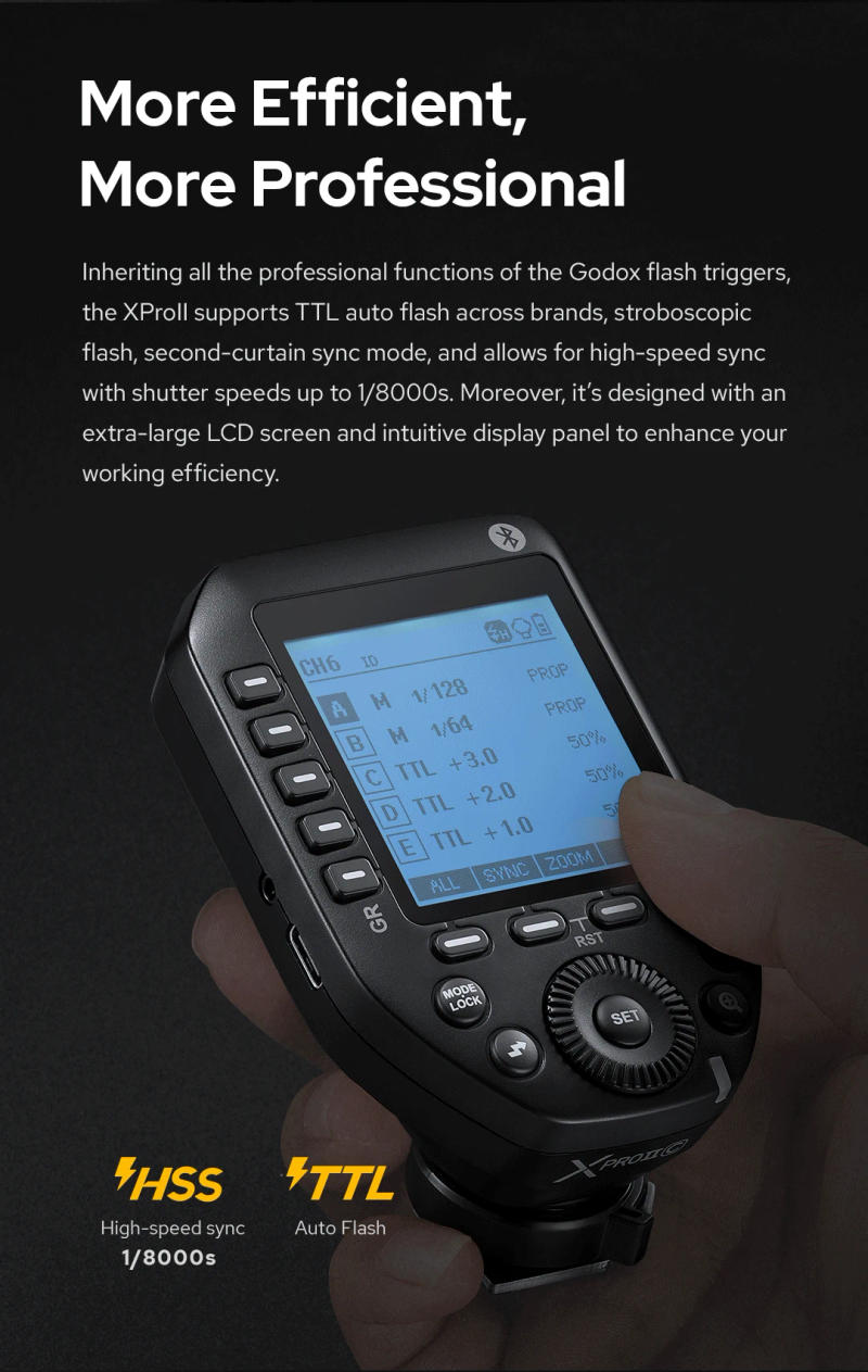 Description Picture 3 of itemGodox XPROII Trigger XPROII-L XPROII-C XPROII-N XPROII-S XPROII-F TTL HSS LCD Screen Transmitter for Leica Canon Nikon Camera