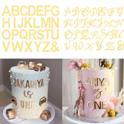 Gold Letter A-Z Alphabet Cake Decorating Mold Cake Topper for Wedding Birthday Party DIY Dessert Decoration Baby Shower Supplies
