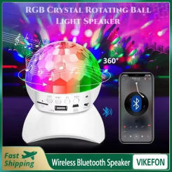 Bluetooth Speaker USB/Rechargeable RGB Disco Light Rotating Magic Ball Stage Party Decor Gift Lamp Projector Sound Activated DJ
